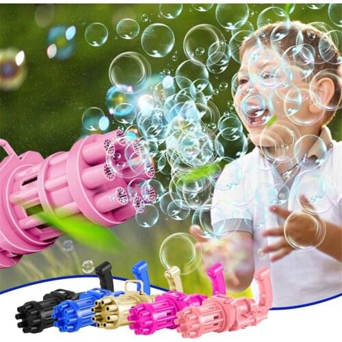Kids Summer Magic Electric Blowing Soap Water Bubble Toys Automatic Gatling Bubble Gun Toys Machine Funny Decompression Gift Hot