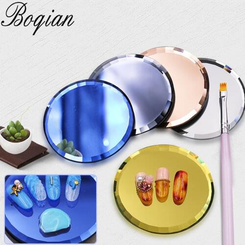 BQAN Dual-ended Nail Polish Cream Mixing Spatula Spoon Stick Mirror Glass False Nail Tips Display Board Color Palette
