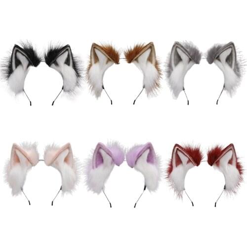 Lolita Headbands Furry Animal Cat Ears Headwear Kawaii Hair Hoop for Halloween Cosplay Headpiece Party Supplies