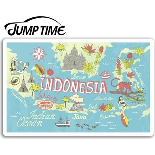 Jump Time Indonesia Map Vinyl Stickers Travel Sticker Laptop Luggage Waterproof Car Decal Window Bumper Auto Accessories