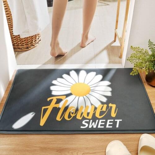 Daisy Bathroom Mats Micro-elastic Flannel Absorbent Bath Mats Shower Room Non-slip Door Mats Home Entrance Decorative Floor Mats