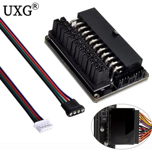 ATX 24Pin Female to 24pin Male 90 Degree Power Adapter Mainboard Motherboard With RGB Led for Desktops PC Supply