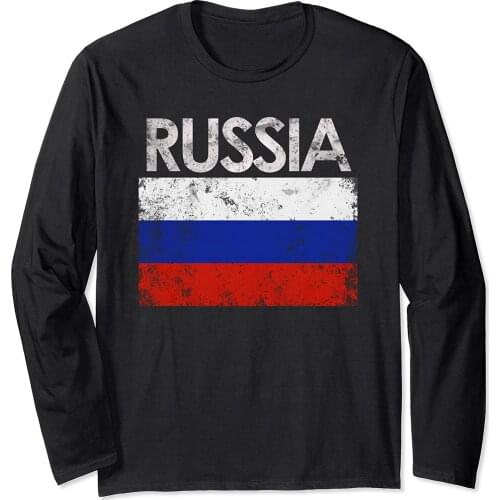 Russia Russian Flag Pride Gift Long Sleeve Men T-Shirt Casual 100% COTTON O-Neck Shirts