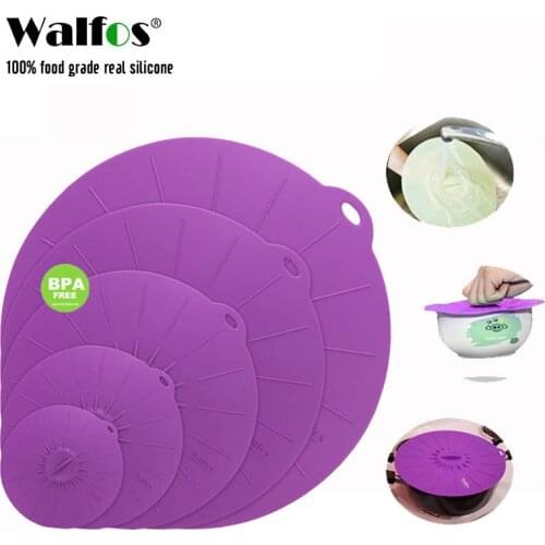 WALFOS Set Of 5 Heat Resistant Multifunctional Silicone Pull Bowl Cover Reusable Suction Seal Food Safe Kitchen Accessories