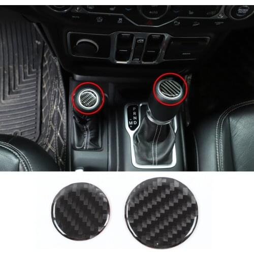 NHAUTP 2Pcs/set Carbon Fiber Interior Moulding 4WD Gear Shift Head Trim Sticker for Jeep Wrangler JL 2018