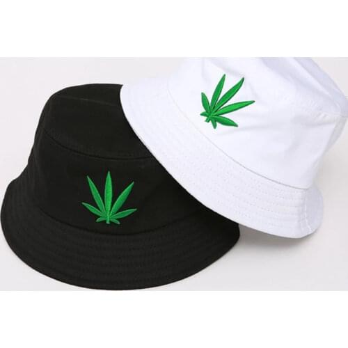 Maple Leaf Bucket Hats For Women 2021 Fashion Embroidery Men Black Summer Panama For Boy Girls Beach Sun Fishing Fisherman Hat