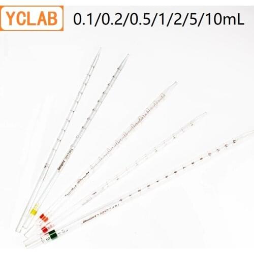 YCLAB 0.1/0.2/0.5/1/2/5/10mL Measuring Pipettes Glass Class A with Graduation Laboratory Chemistry Equipment