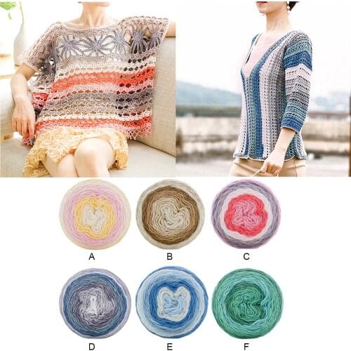 Rainbow Color Hand-Woven Cotton Yarn Soft Crochet Thread Roll for DIY Hand Knitting Craft Supplies 180.45 yards 50g