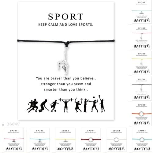 Girls Adjustable Friendship Statement Jewelry with Card Silver Gymnastics Bracelets for Women