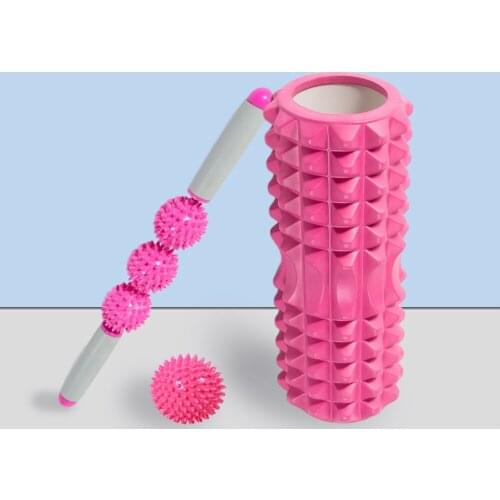Fitness Pilates Foam Roller Blocks Suit Yoga Column Massage Relax Ball Yoga Stick For Back Waist arm Leg Foot Massage Trainer
