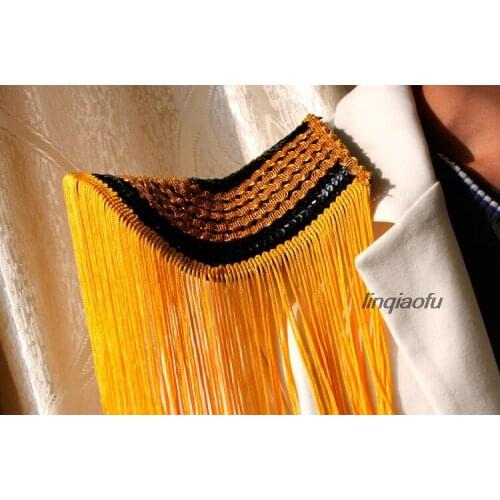 Stage performance luxury sequins fringed brooch, night punk epaulettes