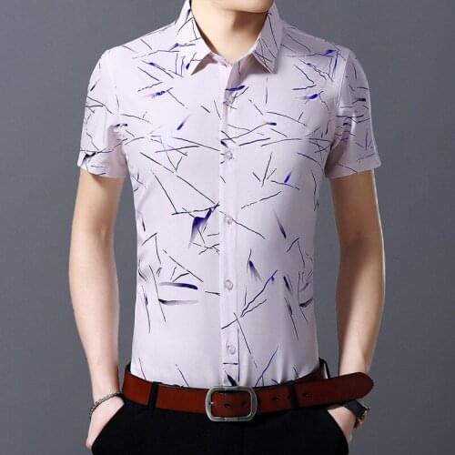 Ymwmhu Graphic Printed Men Shirt Cotton Short Sleeve Luxurious Thin Summer Tops Fashion Male Shirt Streetwear Clothes Hipster