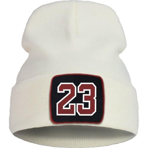 Letter 23 New Fashion Bonnet Hats Women Casual Knitted Hats Men Outdoor Cotton Winter Hat Warm Solid Color Beanie Caps