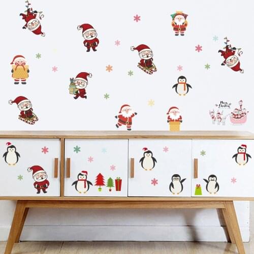 Silicone Christmas Stickers Large Window Glass Door Wall Sticker Xmas Ornament Party Decoration New Year Decoration Sticker