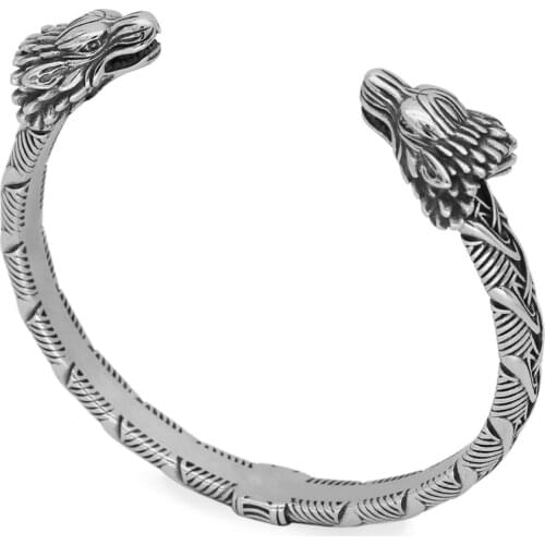 Nordic Viking Norse Dragon Scandinavian Bracelet Men Wristband Cuff Bracelets with valknut gift bag