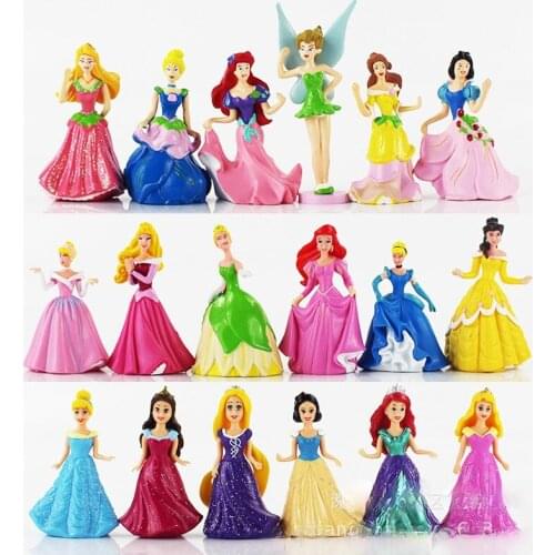 Special offer wholesale Frozen Cinderella Snow White Flower Fairy Mermaid Anime Action Figure Dolls Toy Ornaments Girls Toy Gift