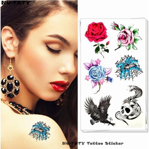 Nu-TATY Skeleton Eagle Spider Temporary Tattoo Body Art Arm Flash Tattoo Stickers 17*10cm Waterproof Fake Henna Painless Tattoo
