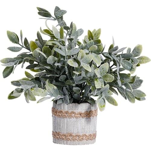 Home Decoration Tree Ball Green Plant Bonsai Simulation Potted Cement Flower Bathroom Office Plastic Farm Floral Fake Flowers