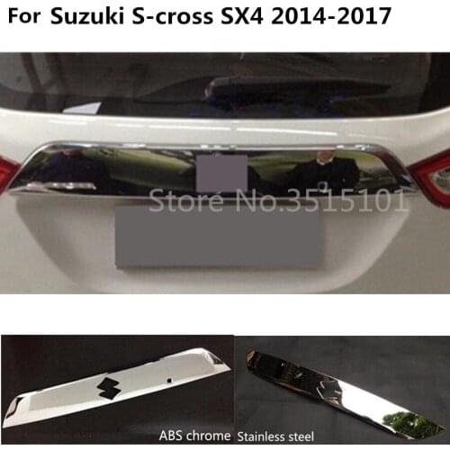 Car ear back door License tailgate bumper frame plate trim lamp trunk 1pcs For Suzuki S-cross scross SX4 2014 2015 2016 2017