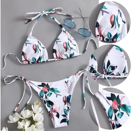 2Pieces Push Up Female New Sexy Leaf Print Swimwear Split Bikini Mujer Set Swimsuit 2021 Maillot De Bain Femme Kупальник Женский