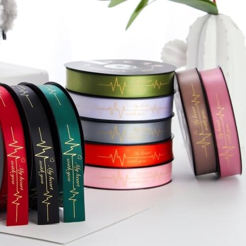 2020 new hot sale2cm My Heart wish You Polyester Ribbon diy Bow Baking Printing Flower Packaging Gift Accessories Material Tape