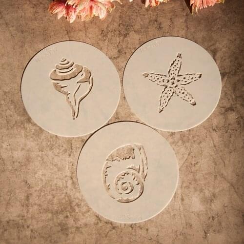 3pcs Scrapbooking tool card DIY album masking spray painted template drawing stencils laser cut template conch starfish SD350