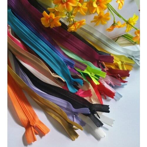 50pcs (can choose the colors) 3# Invisible Zippers 60CM Close End Nylon Zippers For Sewing Tailor Tools 25 Colors