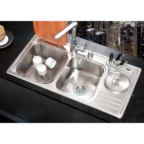 900*460*210mm) 304 Stainless Steel Kitchen Sink Brushed Triple Bowl Undermount Kitchen Sinks with Faucet Drainer Assembly Suite