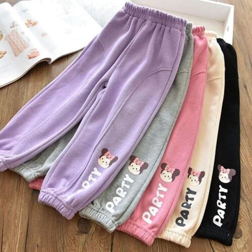 Girls' Pants 2021 Fall Childrens Knitted Elastic Waist Sweatpants Boys and Girls Childrens Baby Cartoon Loose Casual Pants