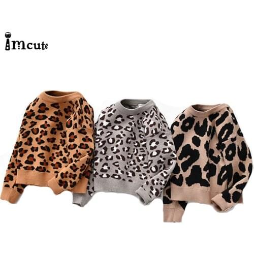 Imcute Kids Baby Boys Sweaters Leopard Knitted Pullover Casual Long Sleeve Childrens Tops Toddler Boy Clothes Baby Girl Clothes