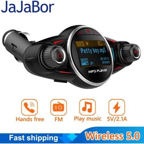 JaJaBor FM Transmitter Wireless AUX Audio Car MP3 Player 1.3 Inch Display USB Car Charger Handsfree Bluetooth-compatible Car Kit