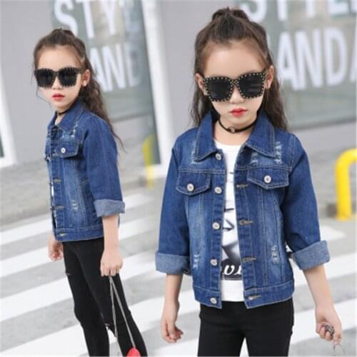Girls Jackets Fashion Denim Jacket 3 4 5 6 7 8 9 10 Years Baby Girl Long Sleeve Denim Jackets Coat Korean Style Big Girl Clothes