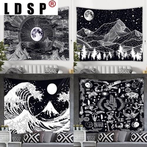 LDSP Psychedelic Balck White Tapestry Wall Art Bedroom Dorm Decor Hanging Carpet Beach Towel Background Cloth Blanket Yoga Mats