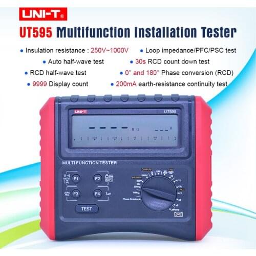 UNI-T UT595 Multifunction Loop Testers Earth Ground Line Loop Impedance Tester Insulation Resistance Meter RCD Protection