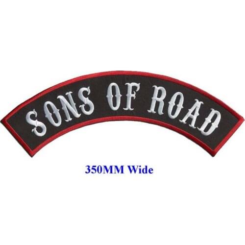 SONS OF ROAD motorcycle biker patches embroidered iron on patches for full back jackets clothing embroidery rocker MC patches