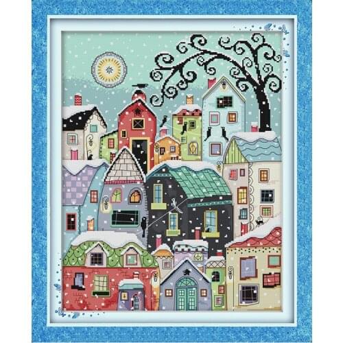 Factory direct sale landscape pattern cross stitch kit Happy Sunday embroidery 11CT 14CT count needlework handmade DIY printing