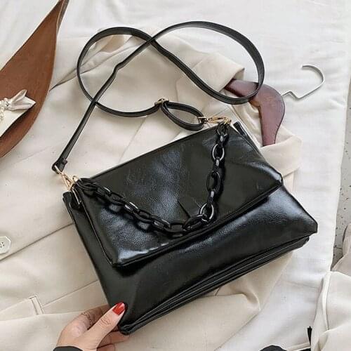 Solid color Large Chain Tote Bag 2021 New High Quality PU Leather Womens Designer Handbags High Capacity Shoulder Crossbody Bag