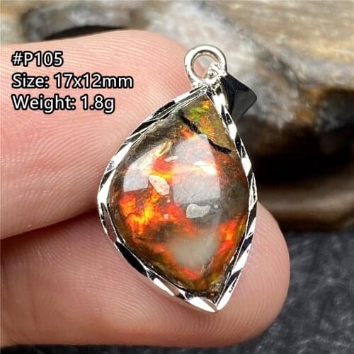 Necklace Pendant Natural Red Ammonite Ammolite Crystal Jewelry For Women Lady Men Healing Luck Gift 17x12mm Beads Silver Stone
