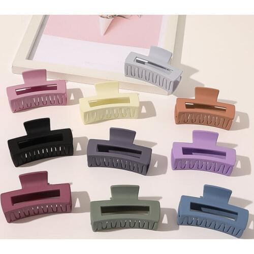 Simple Square Geometric Frosted Hair Claws Women Hollow Out Ponytail Clips Clamps Acetate Hairpins For Hair Accessories Headwear