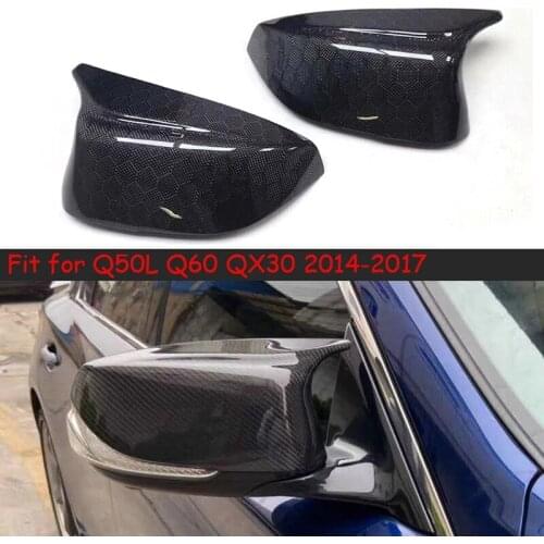 Q50 Replacement Mirror Cover For Infiniti Q50L Q60 QX30 Carbon Fiber Forged M Look Side Door Rearview Caps 2014 2015 2016 2017