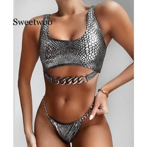 Silver Bikini Push Up Sexy Swimsuit Women Neon Swimwear 2020 Female New Chain Bathing Suit Snake Brazilian Snake Bathers Biquini