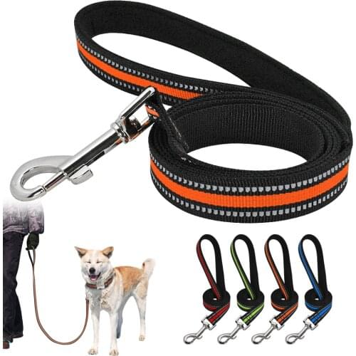 Reflective Dog Leash Rope 120cm Nylon Safety Pet Dogs Walking Lead Small Medium Large Dog Stripe Leashes Red Green Blue