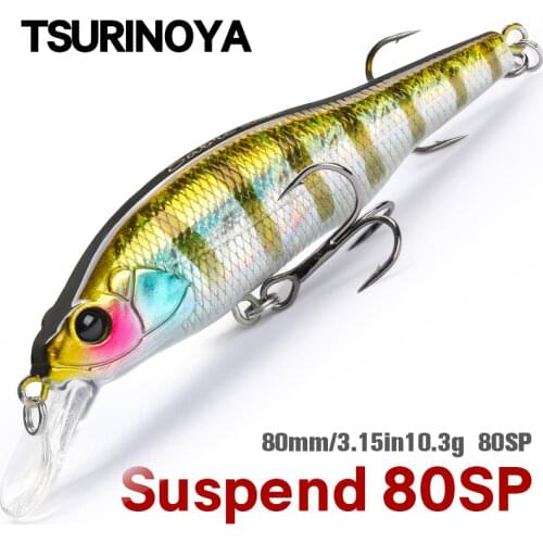 TSURINOYA 3.15in Minnow Suspending Fishing Lure 80SP SABIE 80mm 10.3g Long Castinig Shiner Shad Bass Pike Hard Baits Jerkbait