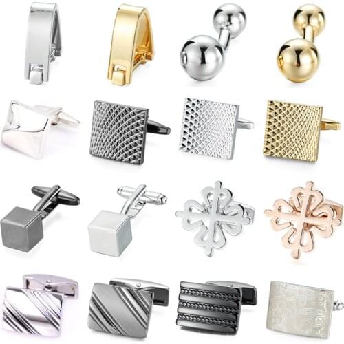 High quality metal Cufflinks Hand carved laser smooth Cuff-links Golden Silvery Black cuff button Successful mens jewelry gift