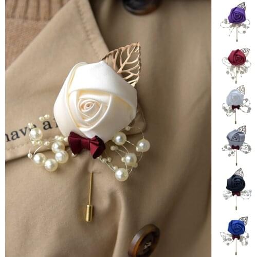 Bride Corsage For Women 2021 Trendy Rose Flower Brooch With Preal Charm Jewelry Accessories For Wedding Party Famale Best Gifts