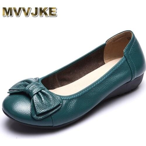 MVVJKE Plus Size(34-43) Women Shoes Genuine Leather Flat Shoes Woman Maternity Casual Work Shoes Fashion Loafers Women FlatsE190