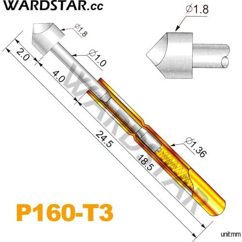 100pcs/lot P160-T3 Dia 1.8mm Spring Test Probes Pogo Pin Length 24.5mm (Stroke Spring Froce:140g)