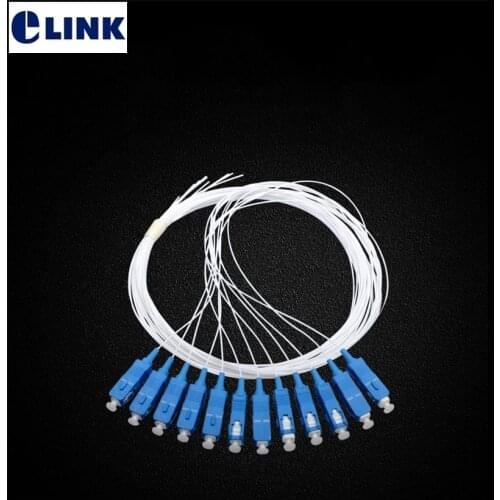 12core SC pigtail 1.5mtr Singlemode SM 0.9mm G652D cable SC UPC 12port white color cable A class ferrule factory supply ELINK