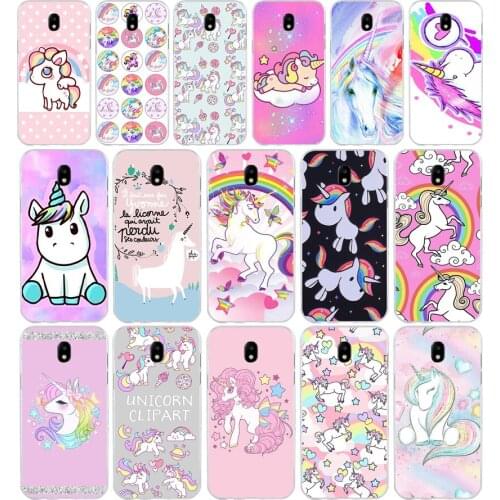 167SD Rainbow Lovely Unicorn Soft Silicone Tpu Cover phone Case for Samsung j3 j5 j7 2015 2016 17 j2 prime j6 Plus 2018