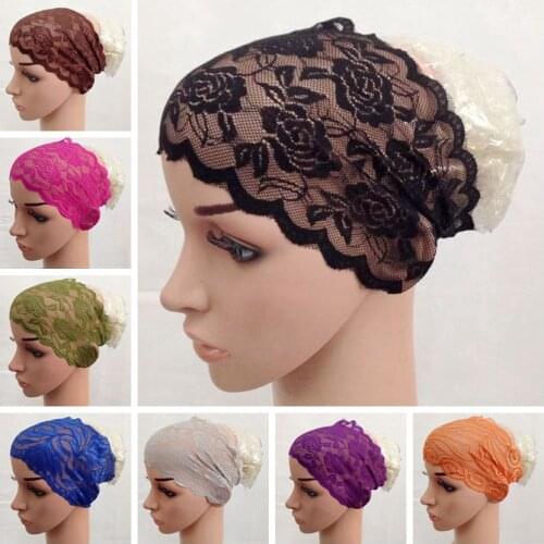 20 pieces/lot) assorted colors muslim lace tupe underscarf inner hijab BD066